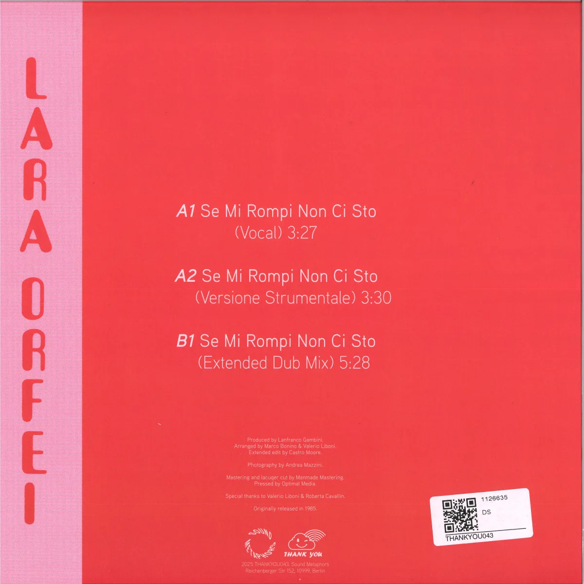 Back cover — Lara Orfei — Se Mi Rompi Non Ci Sto