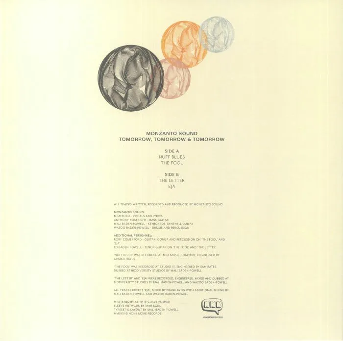 Back cover — MONZANTO SOUND — Tomorrow Tomorrow & Tomorrow