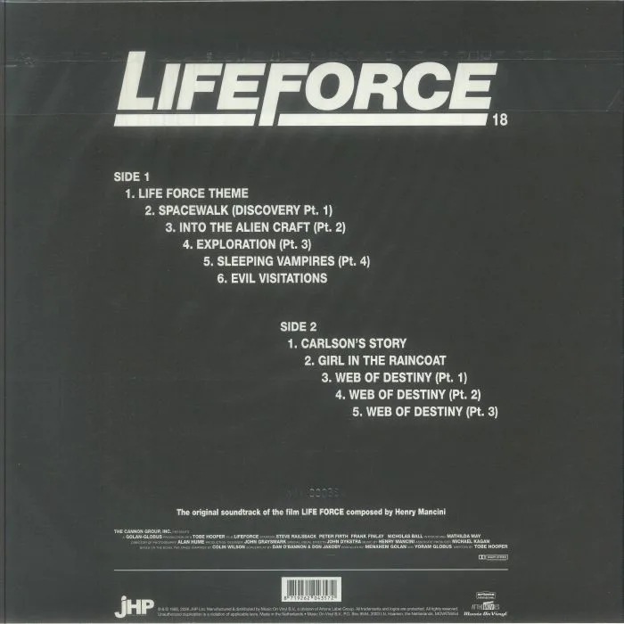 Обратная сторона обложки — Henry MANCINI — Lifeforce (Soundtrack)