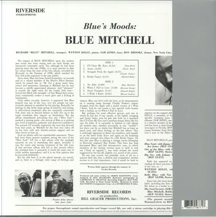 Обратная сторона обложки — Blue MITCHELL — Blue's Moods (reissue)