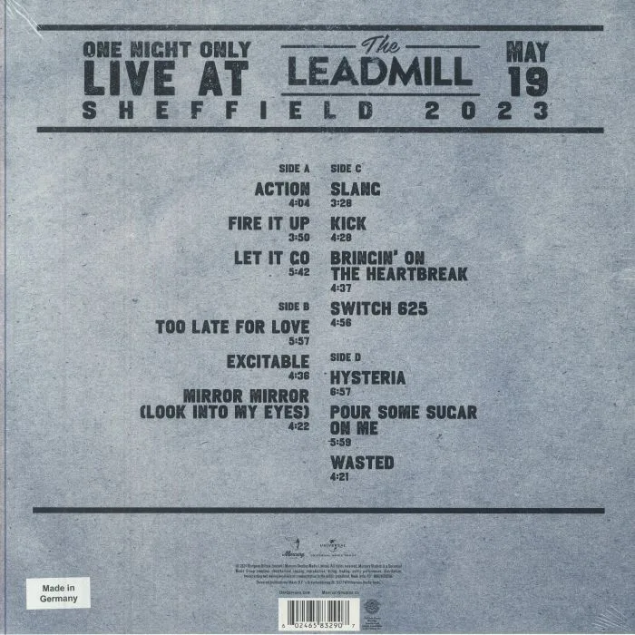 Обратная сторона обложки — DEF LEPPARD — One Night Only: Live At The Leadmill 2023