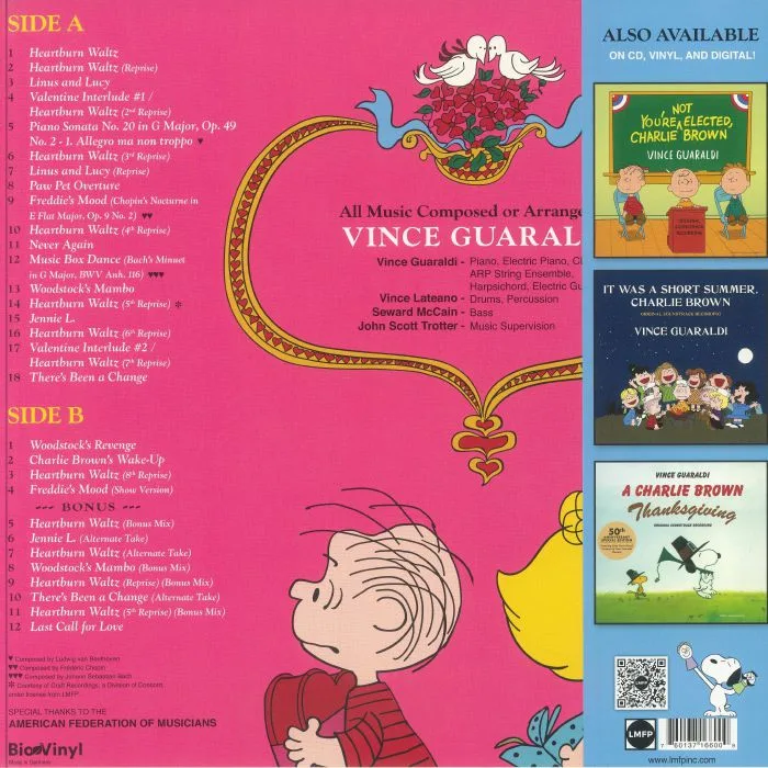 Обратная сторона обложки — Vince GUARALDI — Be My Valentine Charlie Brown (Soundtrack) (50th Anniversary Extended Edition)