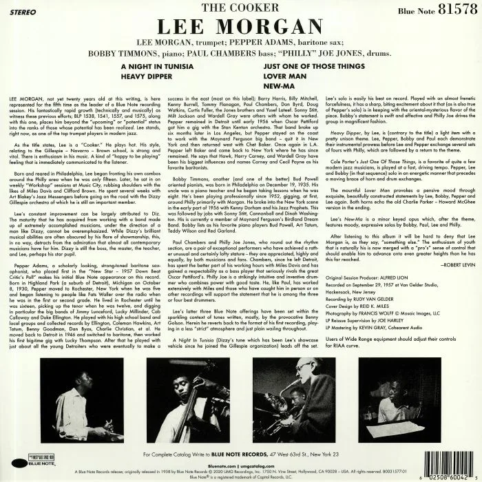 Обратная сторона обложки — Lee MORGAN — The Cooker (Tone Poet Edition)