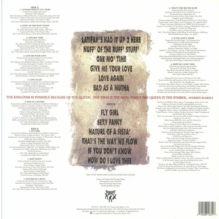 Back cover — QUEEN LATIFAH — Nature Of A Sista (Record Store Day RSD 2024)