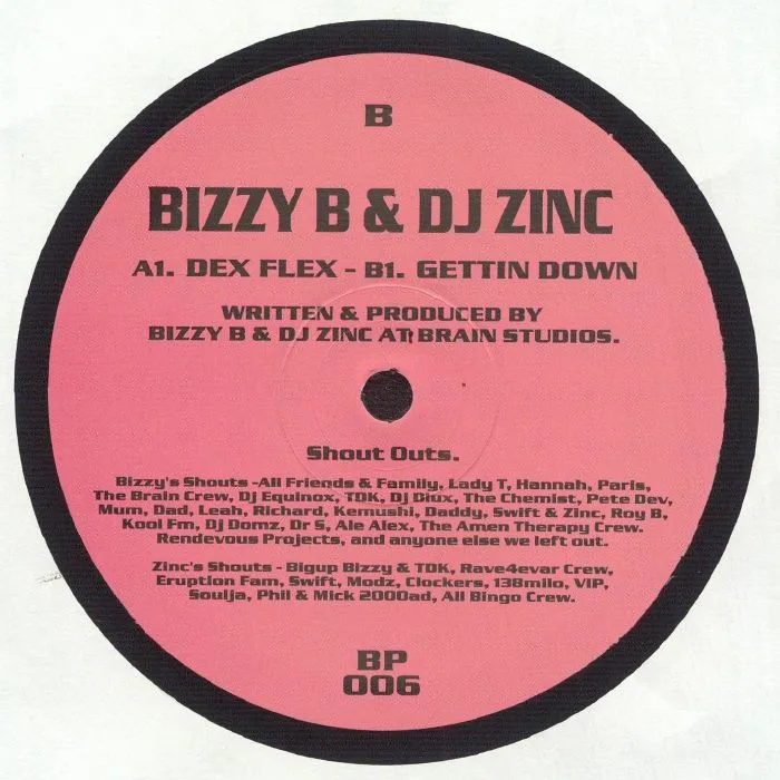 Back cover — BIZZY B / DJ ZINC — Dex Flex