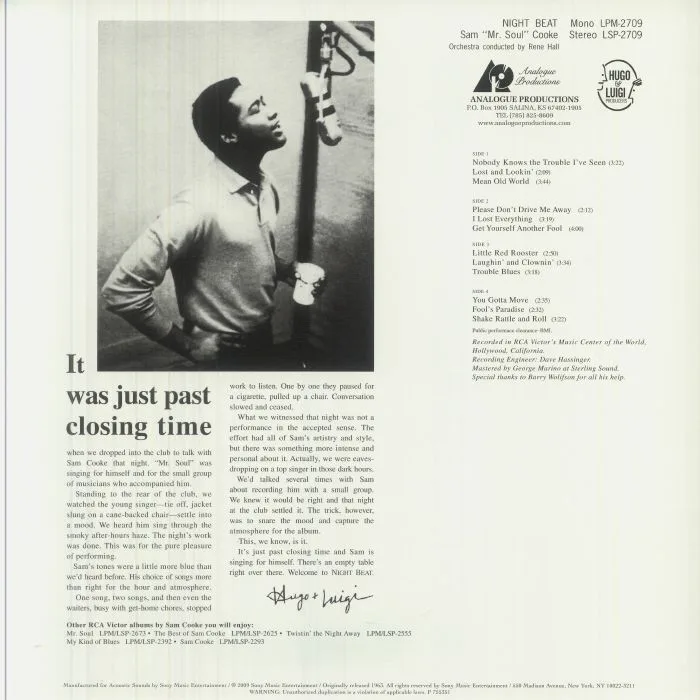 Back cover — Sam COOKE — Night Beat (reissue)