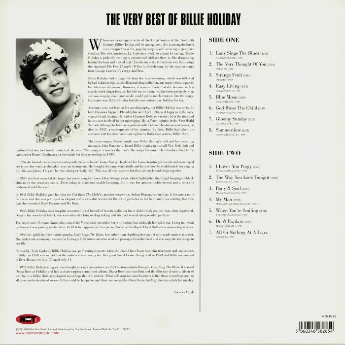 Обратная сторона обложки — Billie HOLIDAY — The Very Best Of Billie Holiday