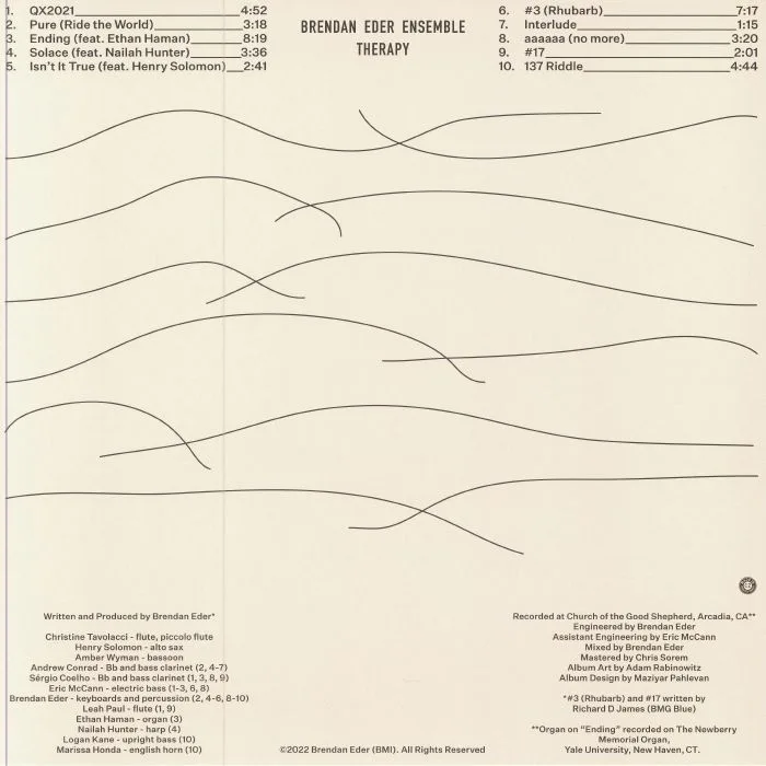 Back cover — Brendan EDER ENSEMBLE — Therapy