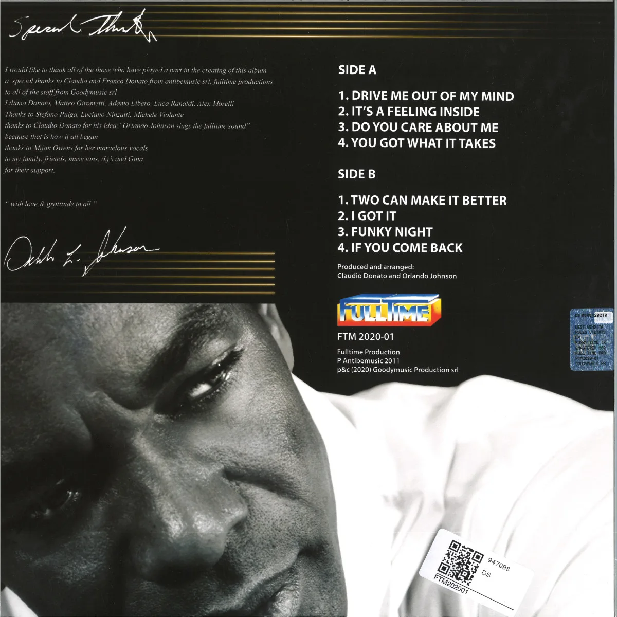 Обратная сторона обложки — Orlando Johnson — funky time” LP REMASTERED 2020