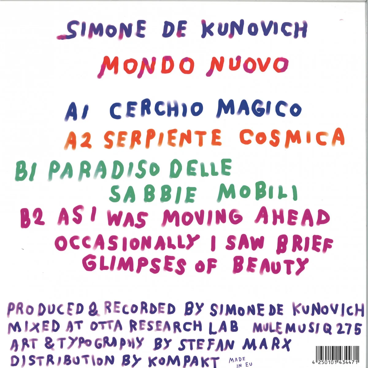 Обратная сторона обложки — Simone De Kunovich — Mondo Nuovo