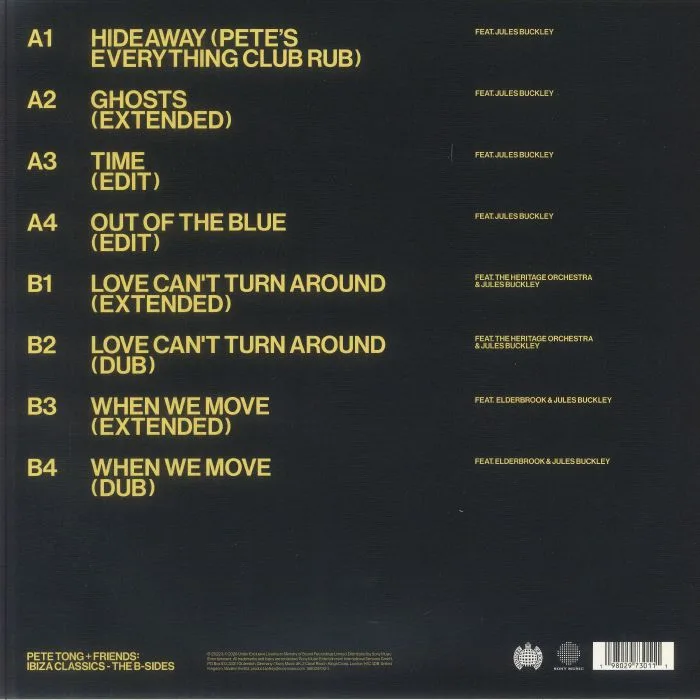 Обратная сторона обложки — Pete TONG — Ibiza Classics: The B Sides (Record Store Day RSD 2026)