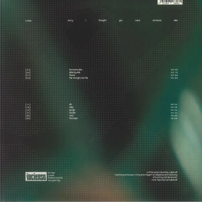 Обратная сторона обложки — K LONE — Sorry I Thought You Were Someone Else