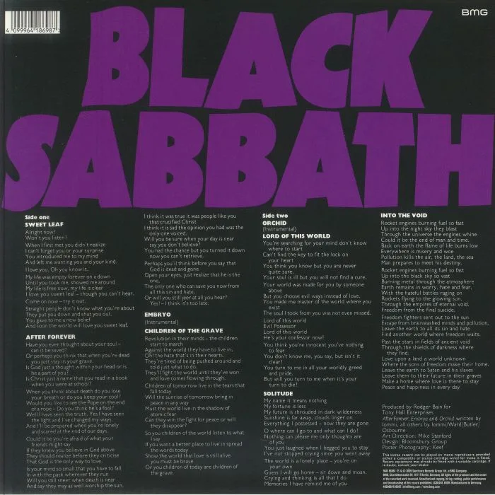Обратная сторона обложки — BLACK SABBATH — Master Of Reality (Deluxe Edition)