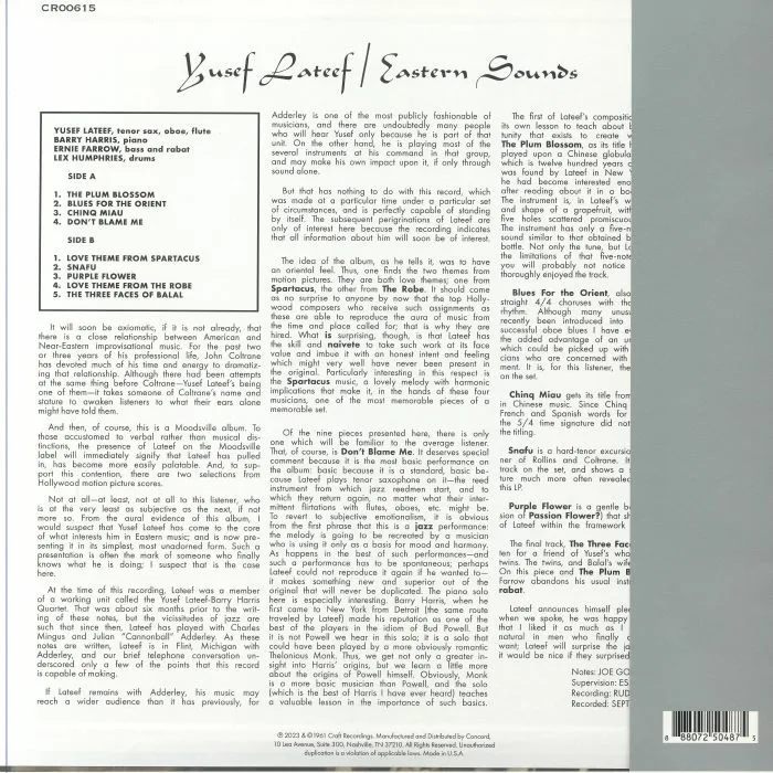 Обратная сторона обложки — Yusef LATEEF — Eastern Sounds (reissue)