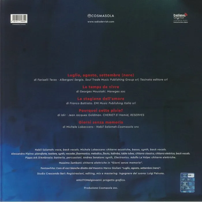 Обратная сторона обложки — RADIODERVISH — Cuore Meridiano