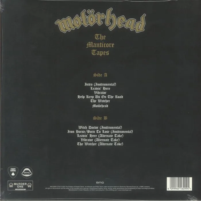 Back cover — MOTORHEAD — The Manticore Tapes