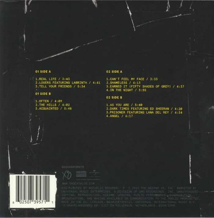 Back cover — The WEEKND — Beauty Behind The Madness (5 Year Anniversary Edition)