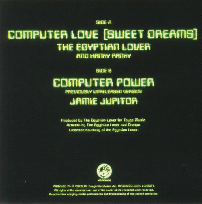 Back cover — The EGYPTIAN LOVER — Computer Love