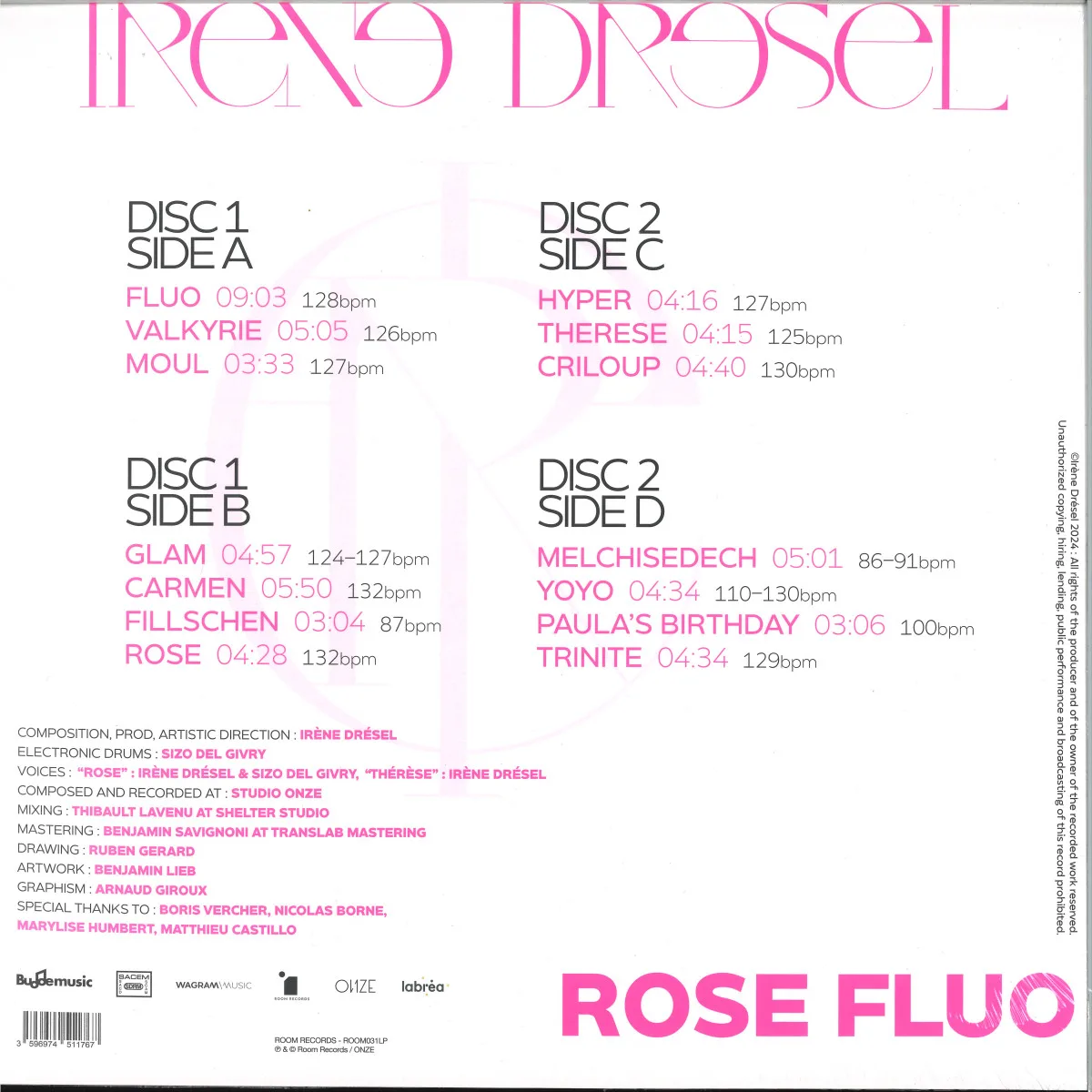 Обратная сторона обложки — Irene Drezel — ROSE FLUO LP 2x12"