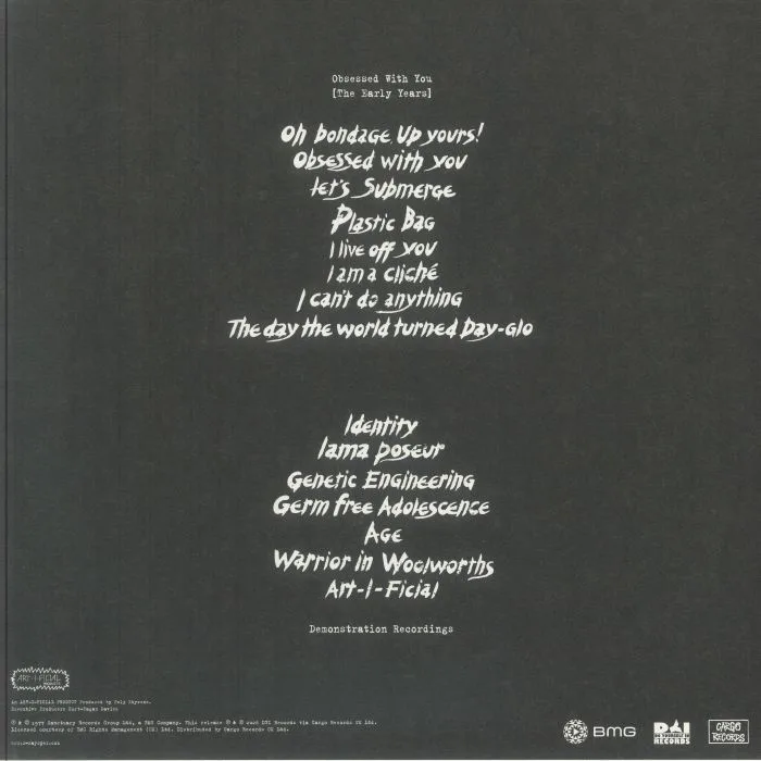 Back cover — X RAY SPEX — Obsessed With You (The Early Years) (remastered)