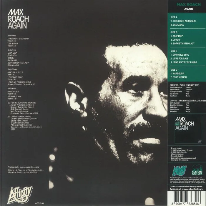 Обратная сторона обложки — Max ROACH — Max Roach Again (reissue)