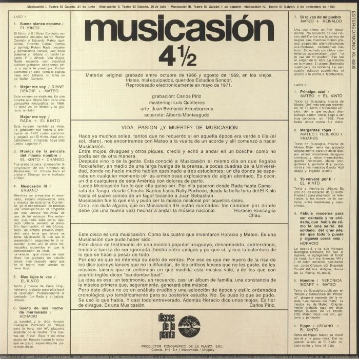 Обратная сторона обложки — VARIOUS — Musicasion 4 1 / 2 (50th Anniversary Edition)