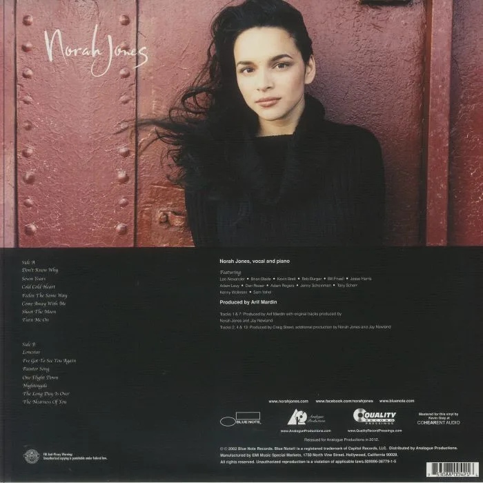 Back cover — Norah JONES — Come Away With Me (reissue)