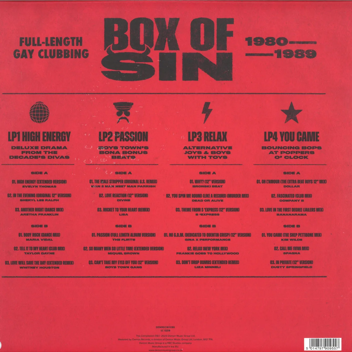Обратная сторона обложки — Various — Disco Discharge Presents Box Of Sin (4x12")