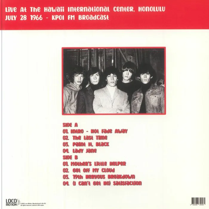 Back cover — ROLLING STONES — The Honolulu Broadcast: Live At The Hawaii International Center July 28 1966