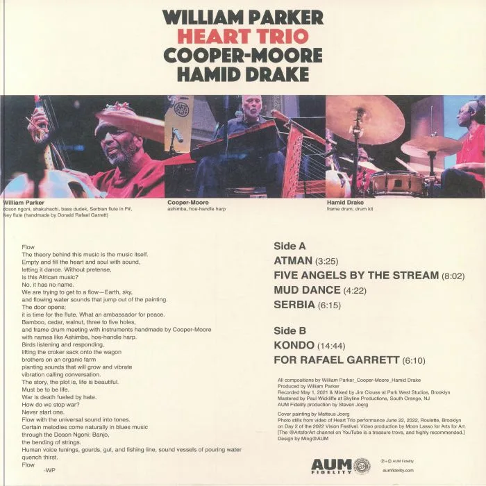 Обратная сторона обложки — William PARKER / COOPER MOORE / HAMID DRAKE — Heart Trio