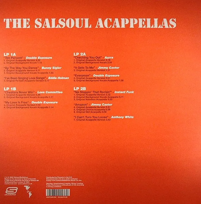 Обратная сторона обложки — VARIOUS — Salsoul Acappelas Volume 2: The Brothers