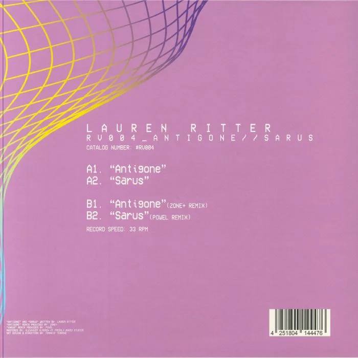 Back cover — Lauren RITTER — Antigone / Sarus (remixes)