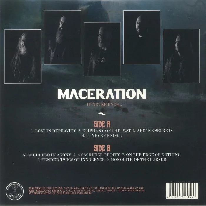 Back cover — MACERATION — It Never Ends