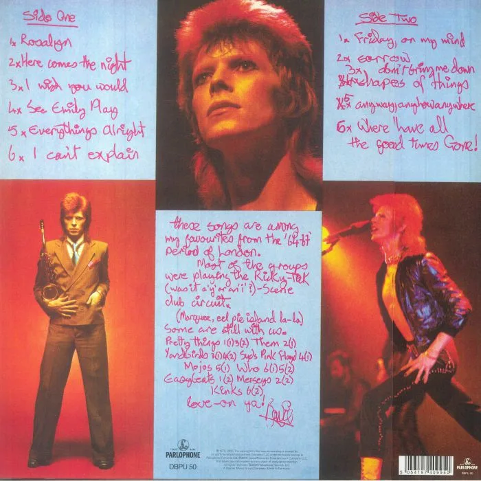 Обратная сторона обложки — David BOWIE — Pinups (50th Anniversary Edition) (half speed mastered)
