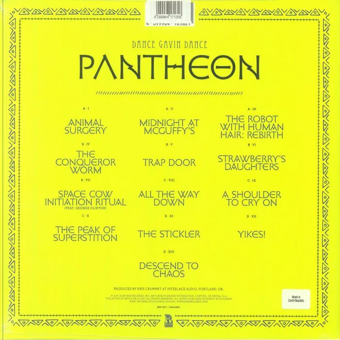 Обратная сторона обложки — DANCE GAVIN DANCE — Pantheon