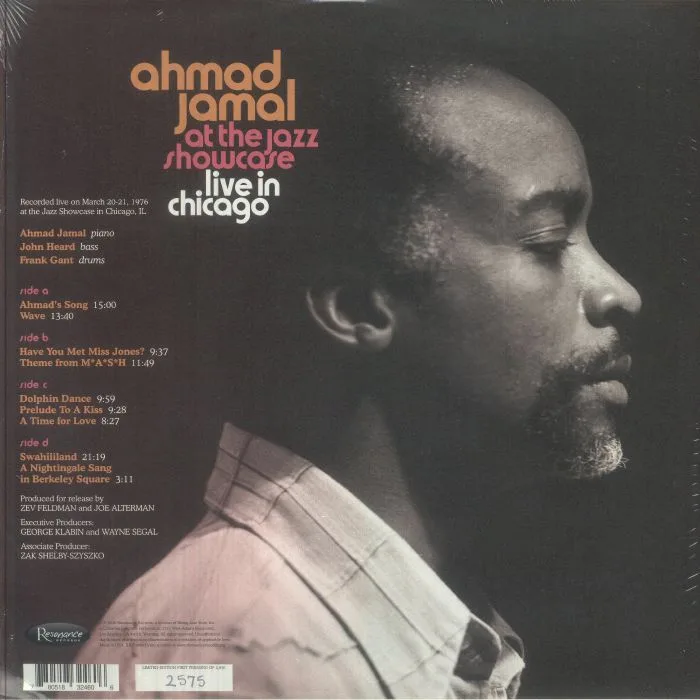 Back cover — Ahmad JAMAL — At The Jazz Showcase: Live in Chicago (remastered) (Record Store Day RSD 2026)