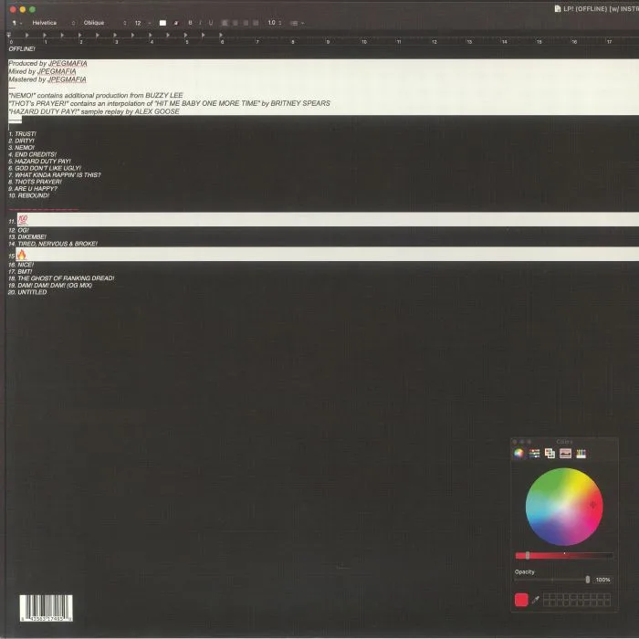 Back cover — JPEGMAFIA — LP!