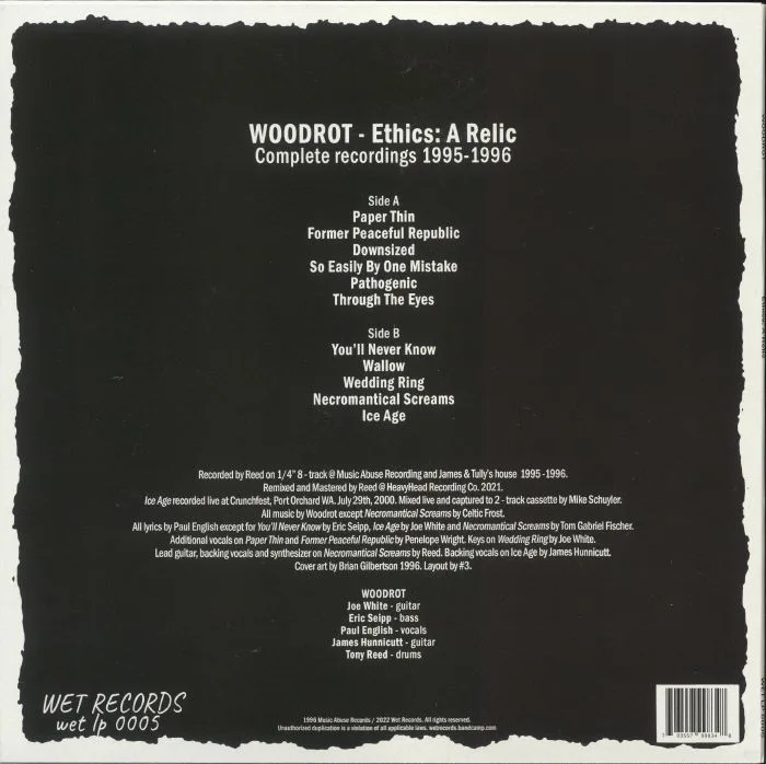 Back cover — WOODROT — Ethics: A Relic