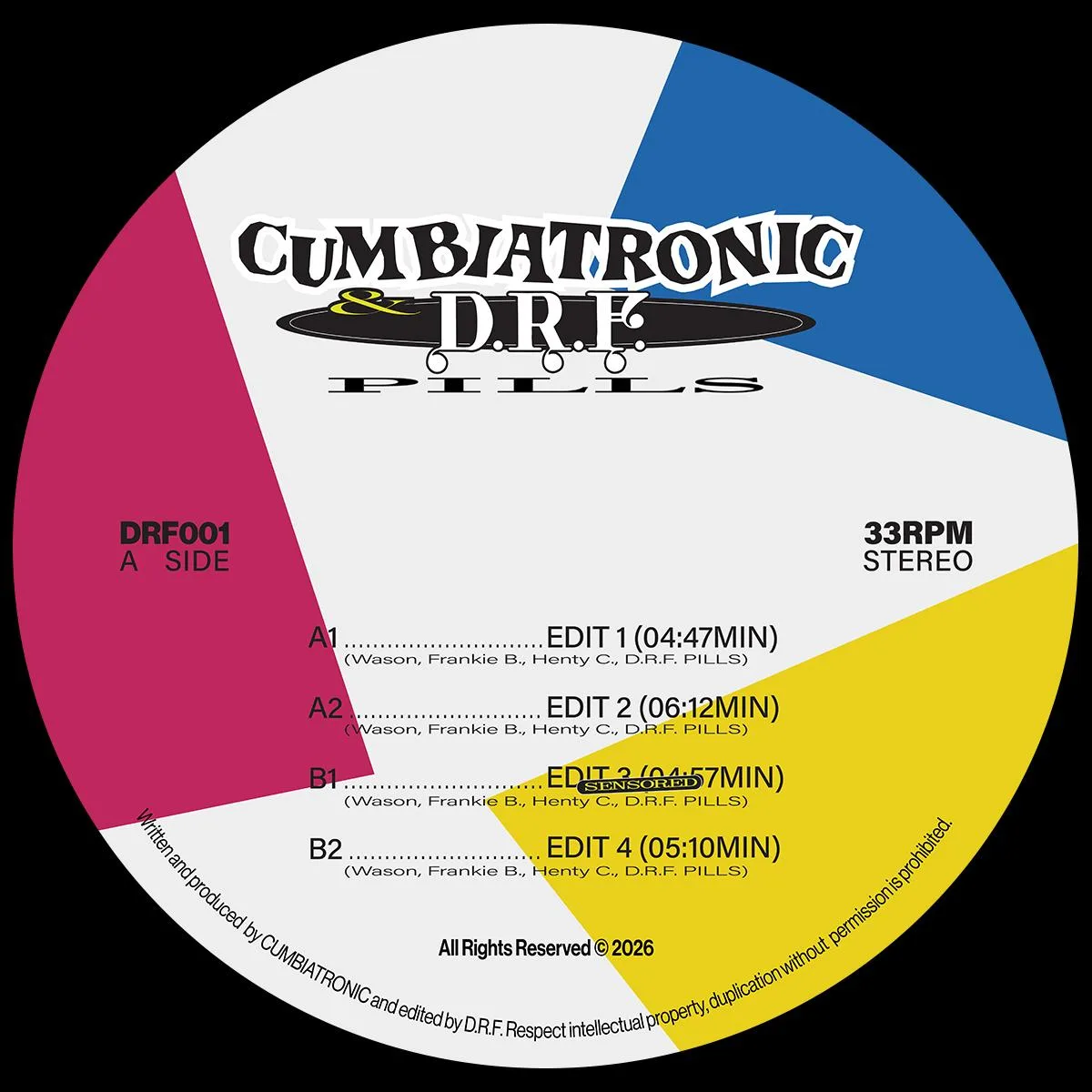 Front cover — D.R.F. Pills & Cumbiatronic — Cumbia On Pills EP