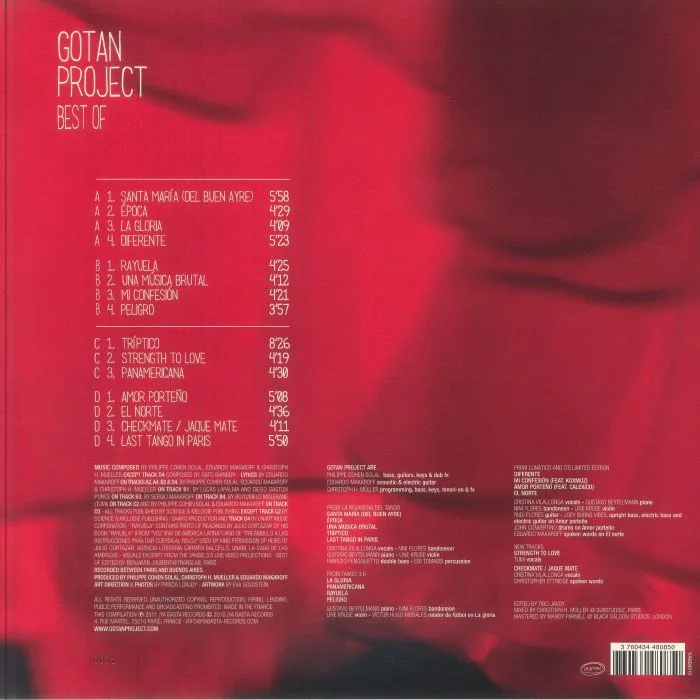 Обратная сторона обложки — GOTAN PROJECT — Best Of (Record Store Day RSD 2026)