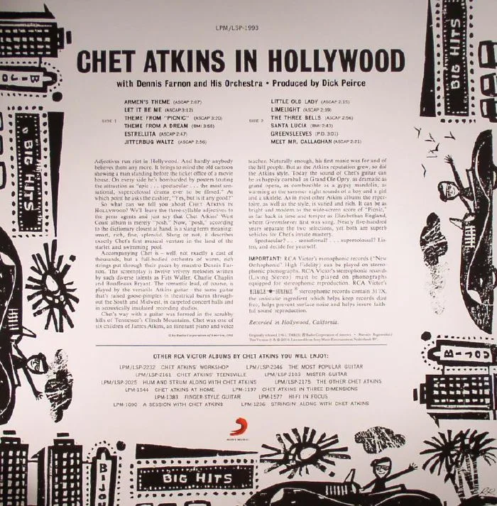 Back cover — Chet ATKINS — In Hollywood