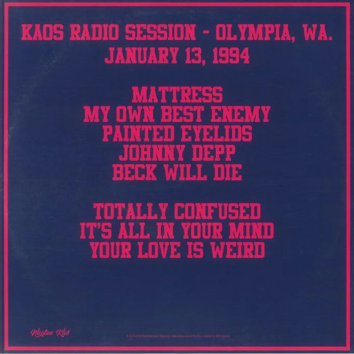 Обратная сторона обложки — BECK — Kaos Radio Session: Olympia WA January 26 1994