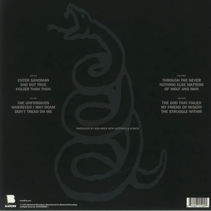 Back cover — METALLICA — Metallica (The Black Album) (remastered)