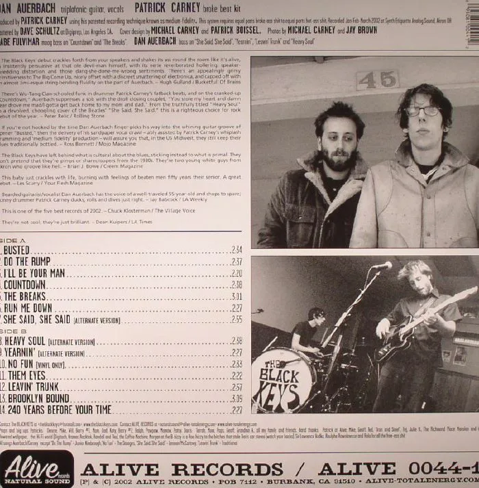 Back cover — The BLACK KEYS — The Big Come Up