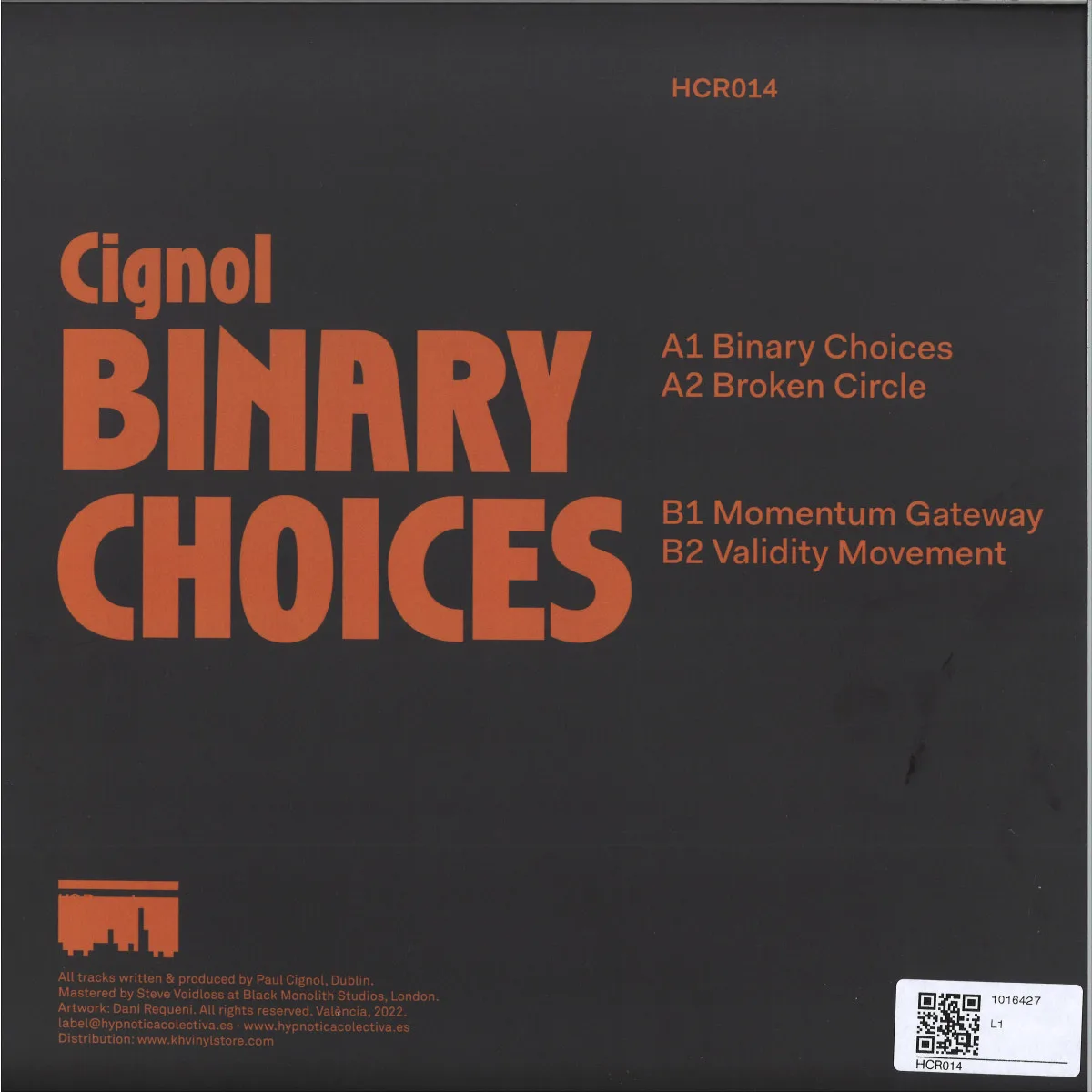 Обратная сторона обложки — Cignol — Binary Choices EP