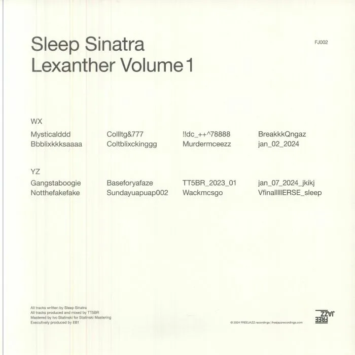 Back cover — SLEEP SINATRA — Lexanther Volume 1