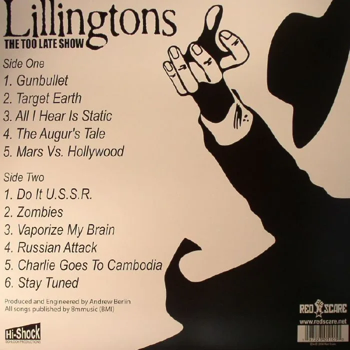 Back cover — LILLINGTONS — The Too Late Show