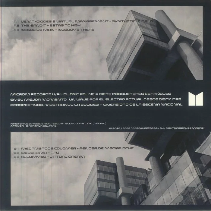 Обратная сторона обложки — VEMA DIODES / VIRTUAL MANAGEMENT / THE BANDIT / NEGOCIUS MAN / MECANIZADOS COLOMER / IDEOGRAMA / ALLUMYND — V / A Vol One