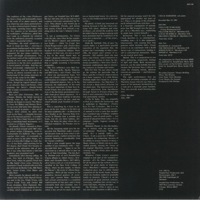 Back cover — Chuck MAROHNIC — Permutations - Solo Piano