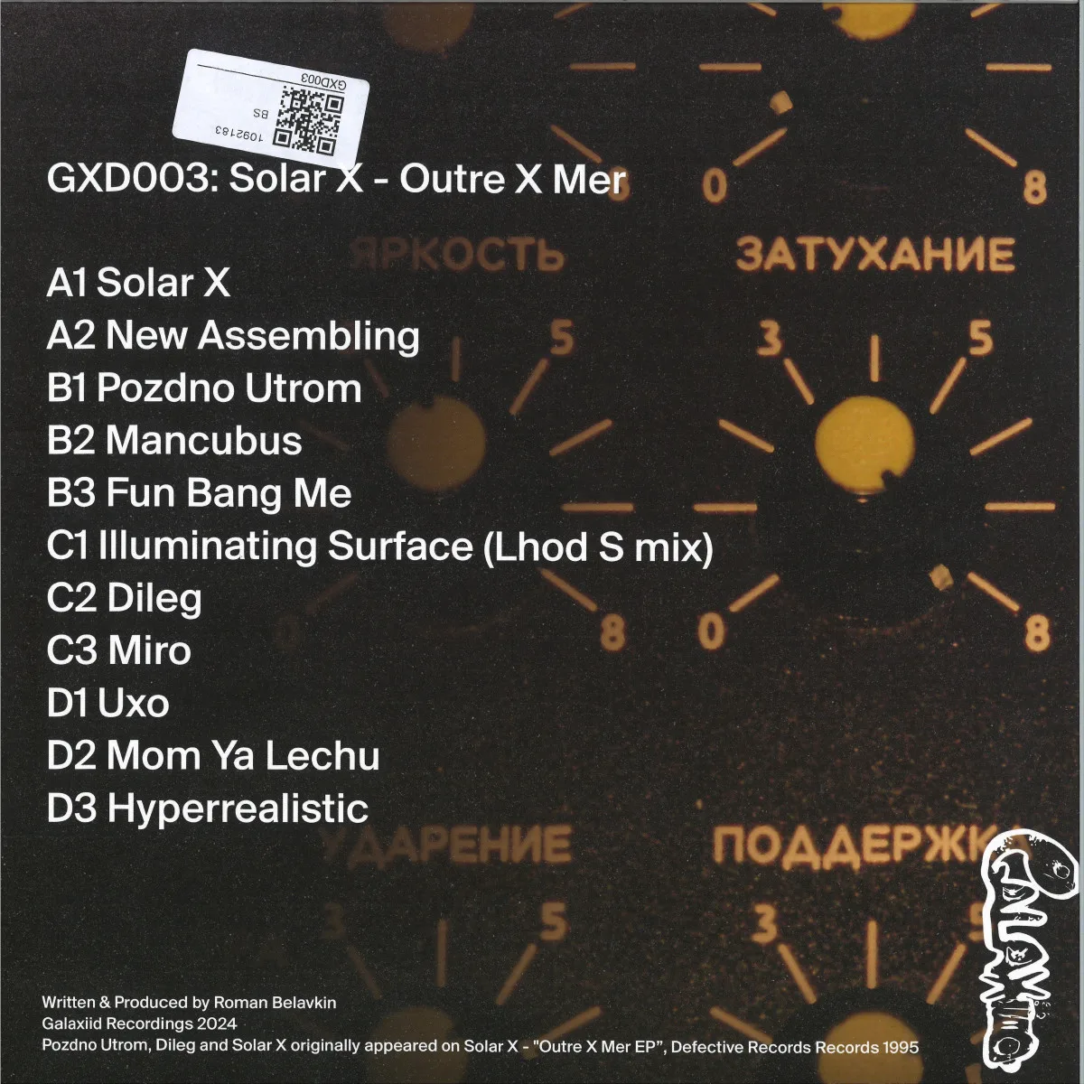 Back cover — Solar X — Outer x Mer LP 2x12"